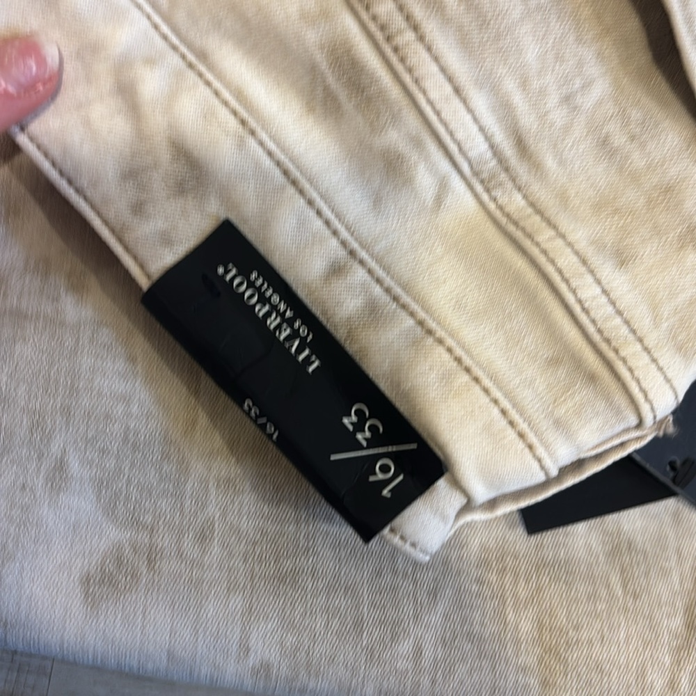 Liverpool Hannah Crop Flare Jeans Biscuiy Tan Tie Dye Size 16/33 NWT $109 - Picture 7 of 8